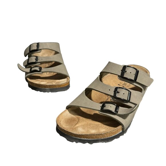 Birkenstock Shoes - Birki's by Birkenstock Marseille Sandal In Stone Birko-Flor Narrow Fit, Size 38